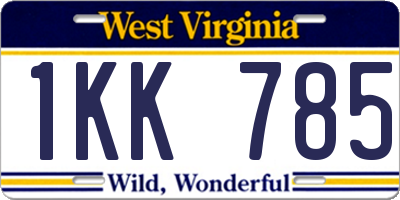 WV license plate 1KK785