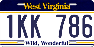 WV license plate 1KK786