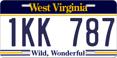 WV license plate 1KK787