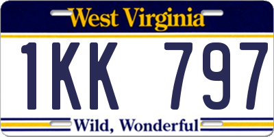 WV license plate 1KK797