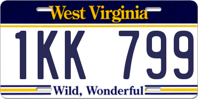 WV license plate 1KK799