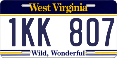 WV license plate 1KK807