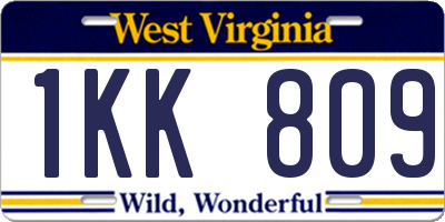 WV license plate 1KK809