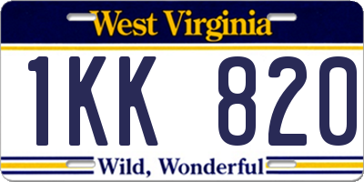 WV license plate 1KK820