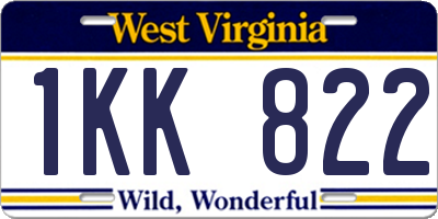WV license plate 1KK822