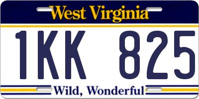 WV license plate 1KK825