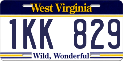 WV license plate 1KK829
