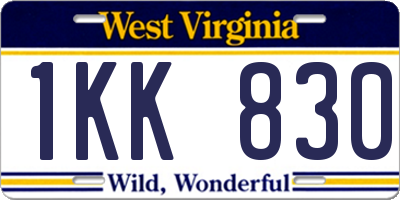 WV license plate 1KK830