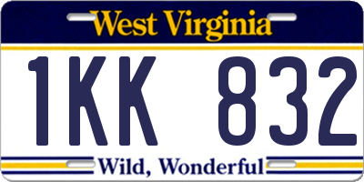 WV license plate 1KK832