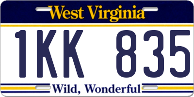 WV license plate 1KK835