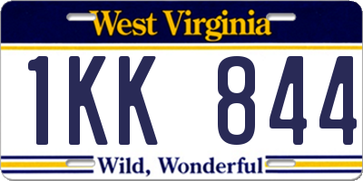 WV license plate 1KK844