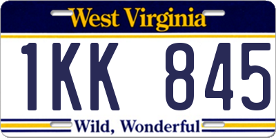 WV license plate 1KK845