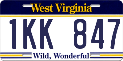 WV license plate 1KK847