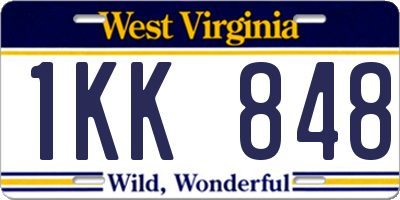 WV license plate 1KK848