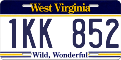 WV license plate 1KK852