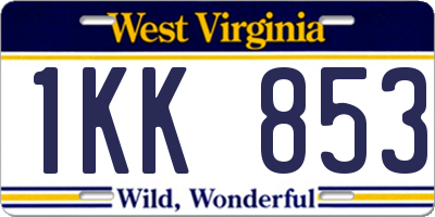WV license plate 1KK853