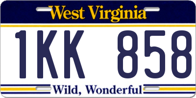 WV license plate 1KK858