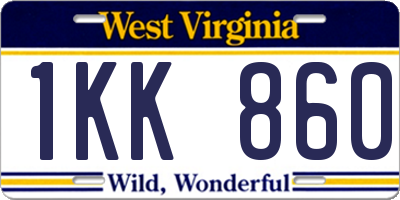 WV license plate 1KK860
