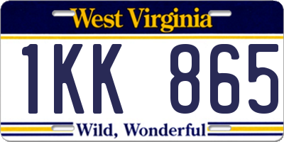 WV license plate 1KK865