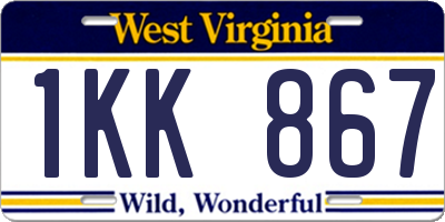 WV license plate 1KK867