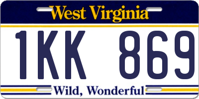 WV license plate 1KK869