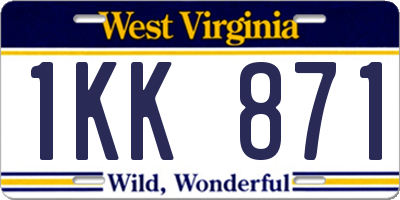WV license plate 1KK871