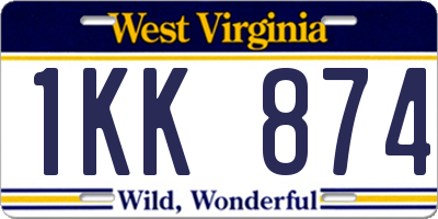 WV license plate 1KK874