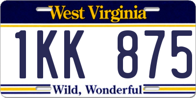 WV license plate 1KK875