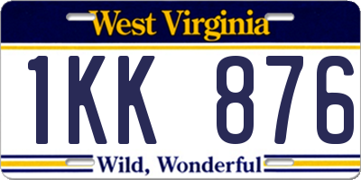 WV license plate 1KK876