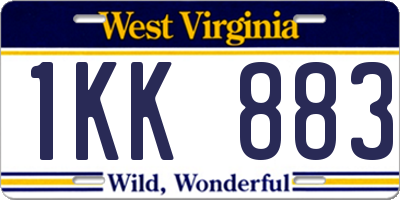 WV license plate 1KK883