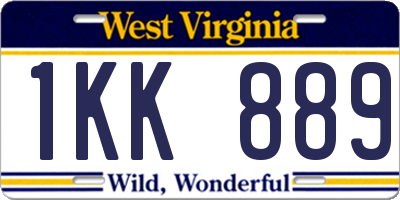 WV license plate 1KK889