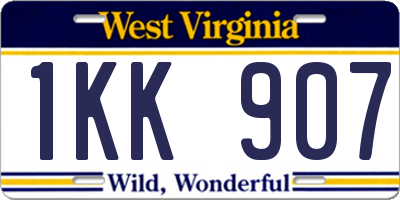WV license plate 1KK907