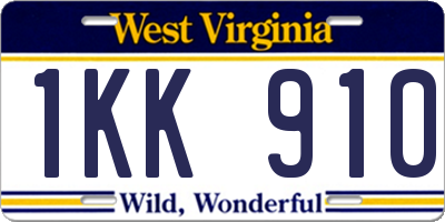 WV license plate 1KK910