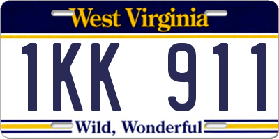 WV license plate 1KK911