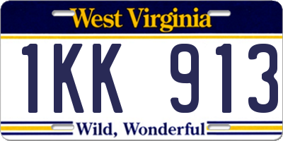 WV license plate 1KK913