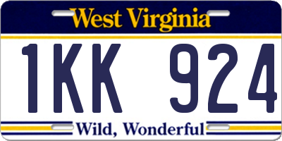 WV license plate 1KK924