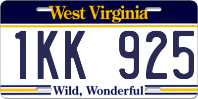 WV license plate 1KK925