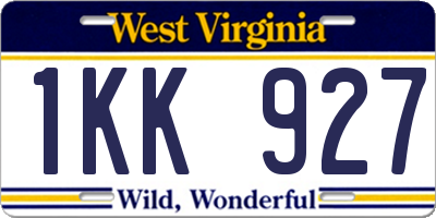WV license plate 1KK927
