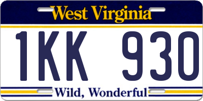 WV license plate 1KK930
