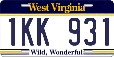 WV license plate 1KK931
