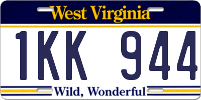 WV license plate 1KK944