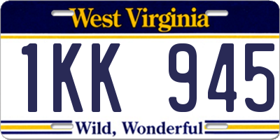 WV license plate 1KK945