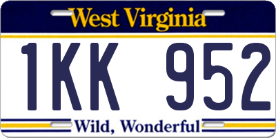 WV license plate 1KK952