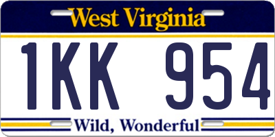 WV license plate 1KK954