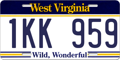 WV license plate 1KK959