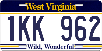 WV license plate 1KK962
