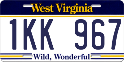 WV license plate 1KK967