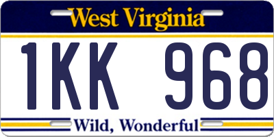 WV license plate 1KK968