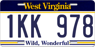 WV license plate 1KK978