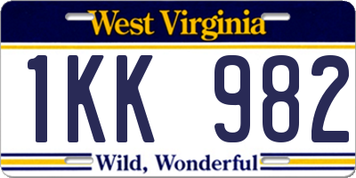 WV license plate 1KK982